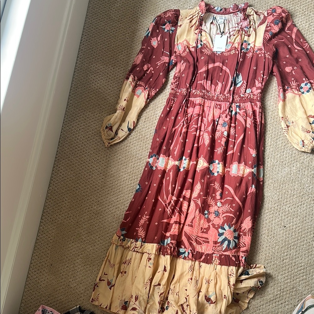 ILIA Floral Dress with Red and Cream Accents